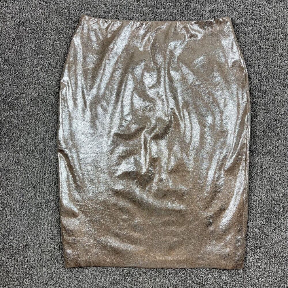 White House Black Market Skirt Womens 2 Pale Dogwood Metallic Pencil Rosegold